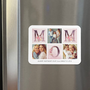 Dreamy Pink MAMA Floral Foto Collage Muttertag Magnet