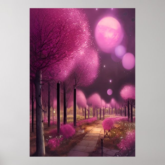 Dreamy Pink Nightscape Poster (Vorne)