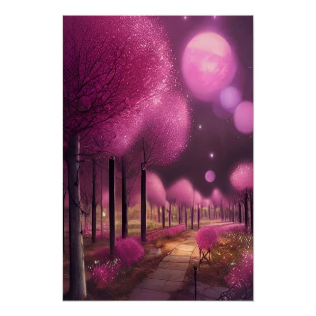 Dreamy Pink Nightscape Poster (Vorderseite)