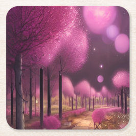 Dreamy Pink Nightscape Rechteckiger Pappuntersetzer