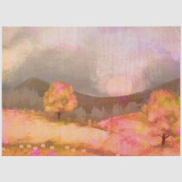 Dreamy Pink Orange Wasserfarbe Landschaft Seidenpapier