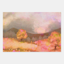 Dreamy Pink Orange Wasserfarben Trio Geschenkpapier Set