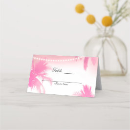 Dreamy Pink Palmen & Lights Tischplatze Platzkarte