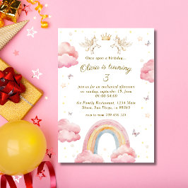 Dreamy Pink Rainbow Unicorn Birthday Einladung