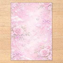 Dreamy Pink Rose Floral Pearls Bows Sparkle Pastel Acryleinladungen