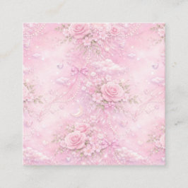 Dreamy Pink Rose Floral Pearls Bows Sparkle Pastel Begleitkarte