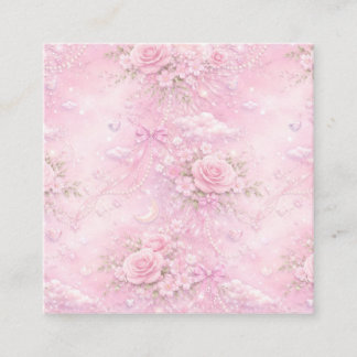 Dreamy Pink Rose Floral Pearls Bows Sparkle Pastel Begleitkarte