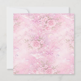 Dreamy Pink Rose Floral Pearls Bows Sparkle Pastel Dankeskarte