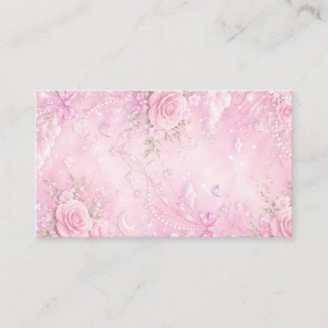 Dreamy Pink Rose Floral Pearls Bows Sparkles Begleitkarte (Vorderseite)