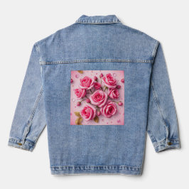 Dreamy Pink Roses Denim Jacket Jeansjacke