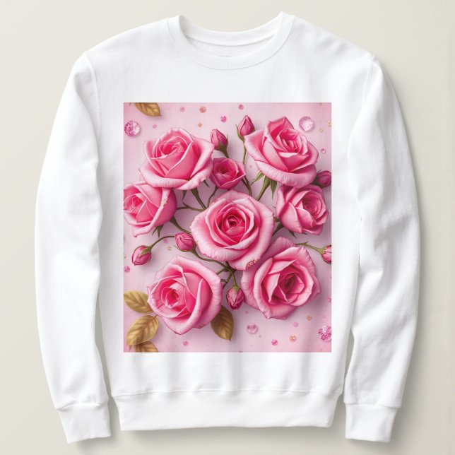 Dreamy Pink Roses Sweatshirt (Design vorne)