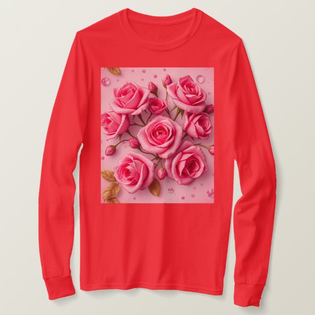 Dreamy Pink Roses T - Shirt (Design vorne)