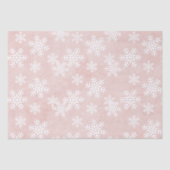 Dreamy Pink Snowflake Pattern Weihnachten Seidenpapier (Vorderseite)
