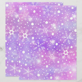 Dreamy Pink Snowflakes und Stars Scrapbook Paper
