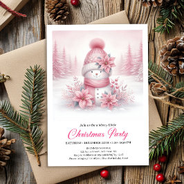 Dreamy Pink Snowman Digital Christmas Invite  Einladung