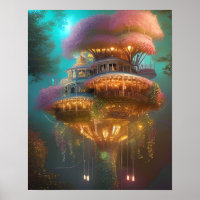 Dreamy Pink Treehouse Digitale Kunst