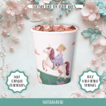 Dreamy Princess Riding Unicorn Paper Cup