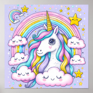 Dreamy Rainbow Unicorn - Ein magisches Kinderzimme Poster