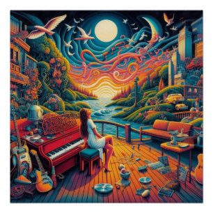 Dreamy Riverfront Harmonie Poster