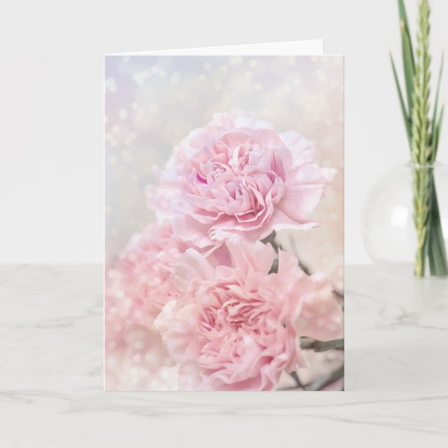 Dreamy rosa Nelken Maßgeschneidert Geburtstag Karte (Vorderseite)