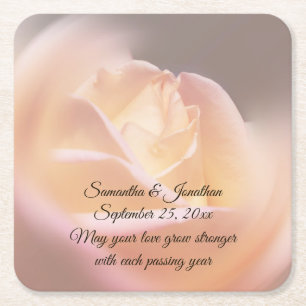 Dreamy Rose Blume Personalisiert Hochzeit Rechteckiger Pappuntersetzer