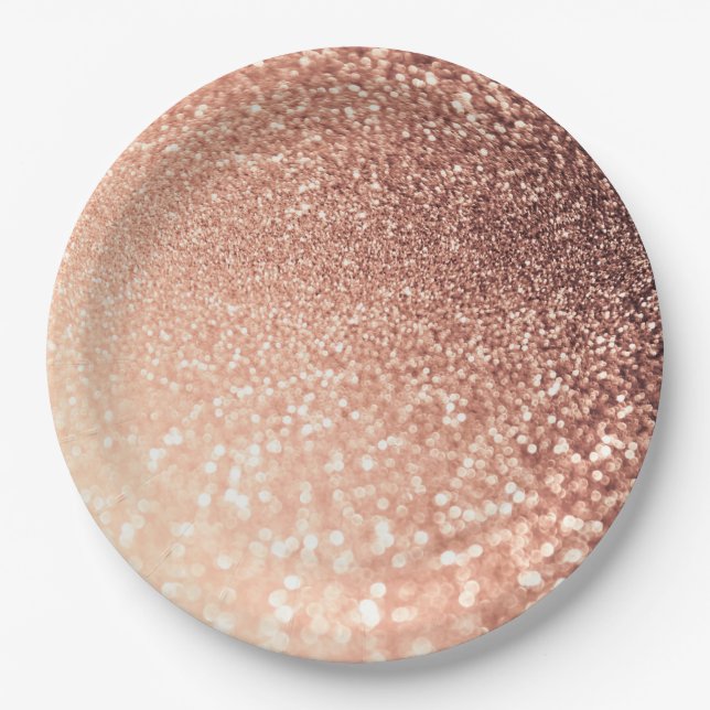 Dreamy Rose Gold Glitzer - Peach Glittereffect Pappteller (Vorderseite)