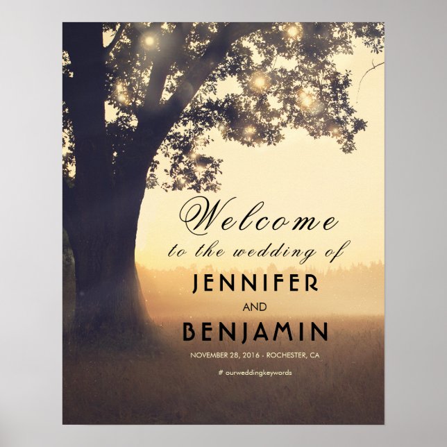 Dreamy Rustic Tree Lights Affiche de bienvenue Mar (Devant)