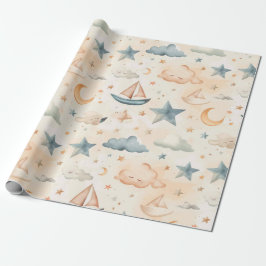 Dreamy Sailboats & Stars Wrapping Paper Geschenkpapier