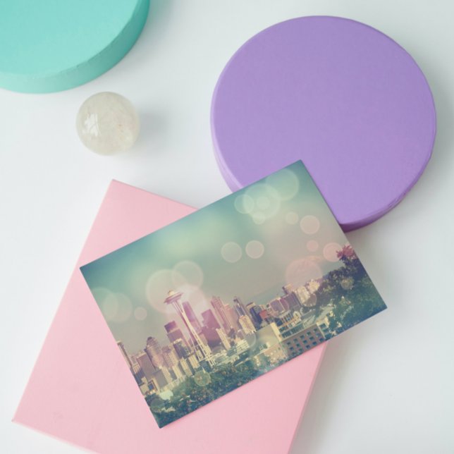 Dreamy Seattle Skyline und Space Needle Postkarte (Von Creator hochgeladen)