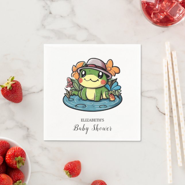 Dreamy Simple Frog Baby Shower Serviette (Beispiel)