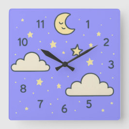 Dreamy Sky - Baby Room Wall Clock Design Quadratische Wanduhr