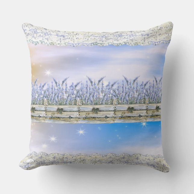 Dreamy Sky, Imitate Lace und Blume Kissen (Vorderseite)