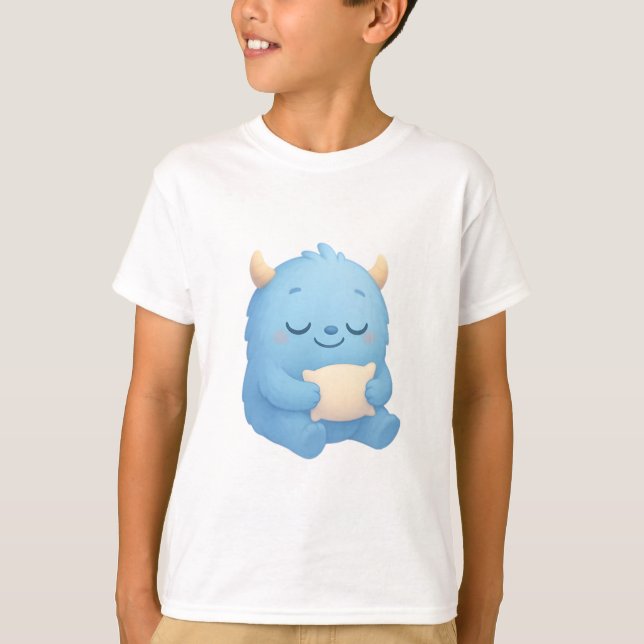 Dreamy Sleep Monster — Soft Blue Baby & Kids T-Shirt (Vorderseite)