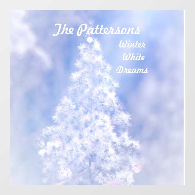 Dreamy Snow White Christmas Pine Trees Valley Fensteraufkleber (Blatt)
