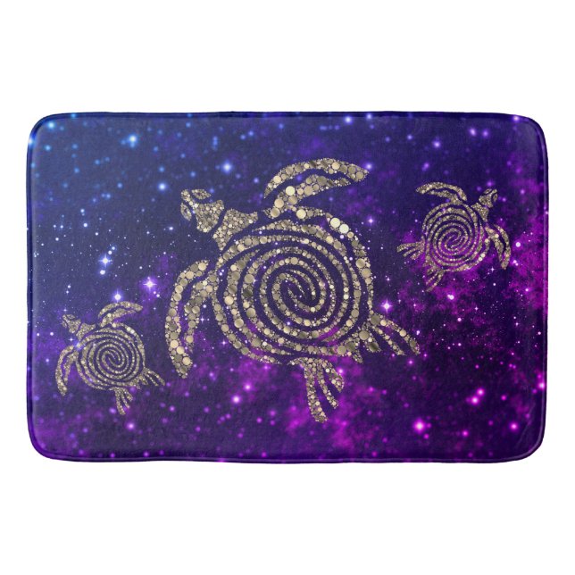 Dreamy Spiral Gold Shimmery Sea Turtles Badematte (Vorderseite)