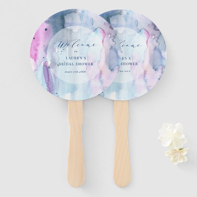 Dreamy Spring Bridal Shower Paper Welcome Fans Fächer (Vorne und Hinten)