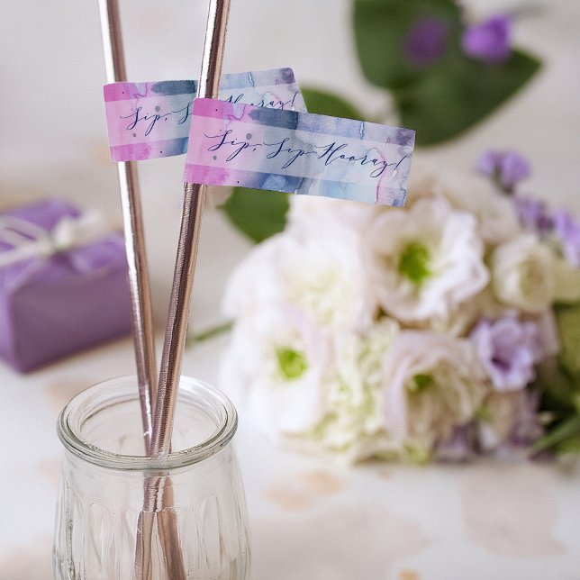 Dreamy Spring Bridal Shower Straw Flag Stickers (Créateur téléchargé)