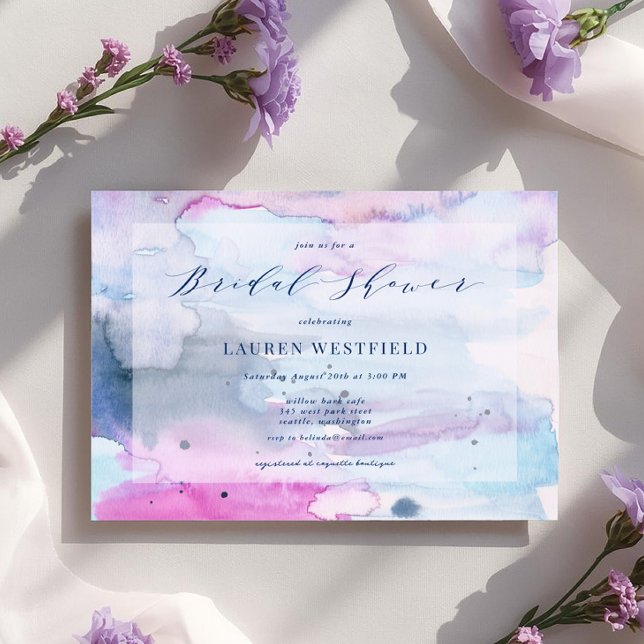 Dreamy Spring Pink & Navy Bridal Shower Invitation Einladung (Von Creator hochgeladen)