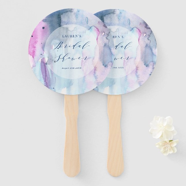 Dreamy Spring Watercolor Bridal Shower Hand Fans Fächer (Vorne und Hinten)