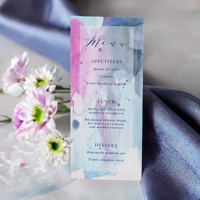 Dreamy Spring Watercolor Bridal Shower Menu Card Einladung (Von Creator hochgeladen)