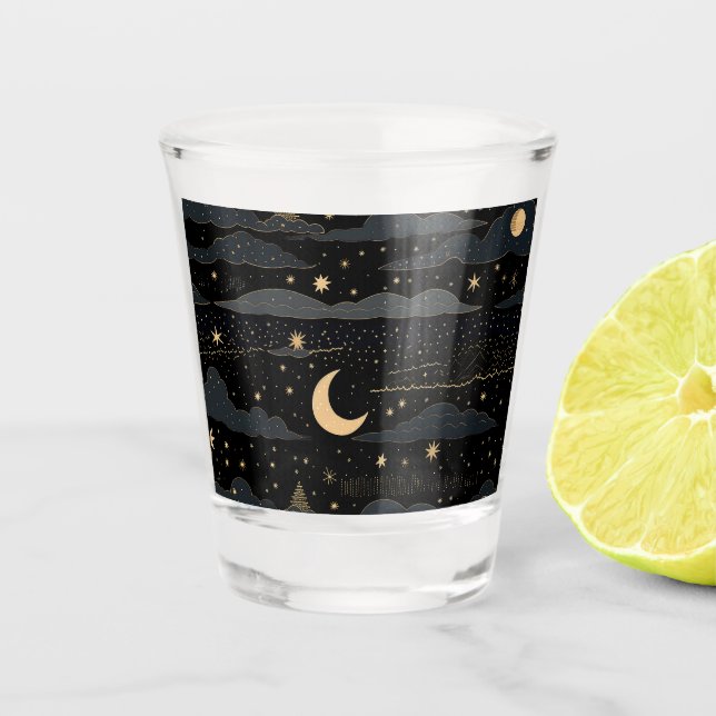 Dreamy Starry Night Sky Shot Glass Schnapsglas (Vorderseite)
