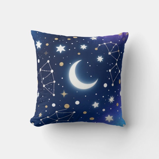 Dreamy Starry Night Sky Thaillow Oreiller - Célest (Recto)