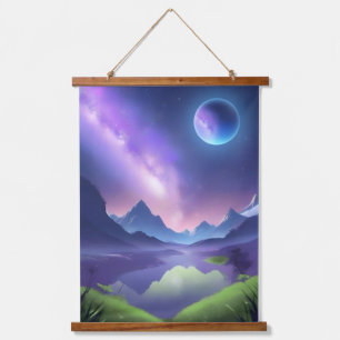 Dreamy Starry Night Wandteppich Mit Holzrahmen