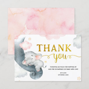 Dreamy Stars Elephant Girl Carte de remerciements