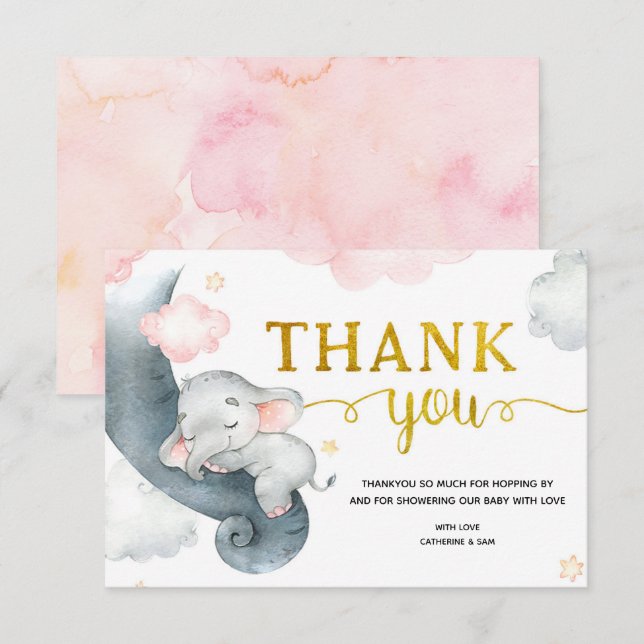 Dreamy Stars Elephant Girl Danke-Card Dankeskarte (Vorne/Hinten)