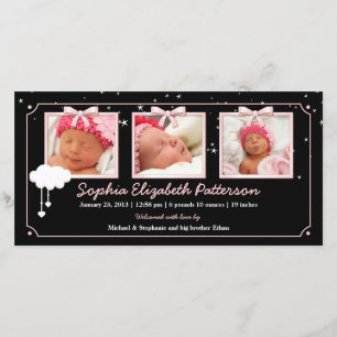 Dreamy Stars Trois Photo Baby Faire-part de naissa