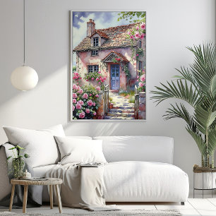 Dreamy Summer Village mit Rose Poster