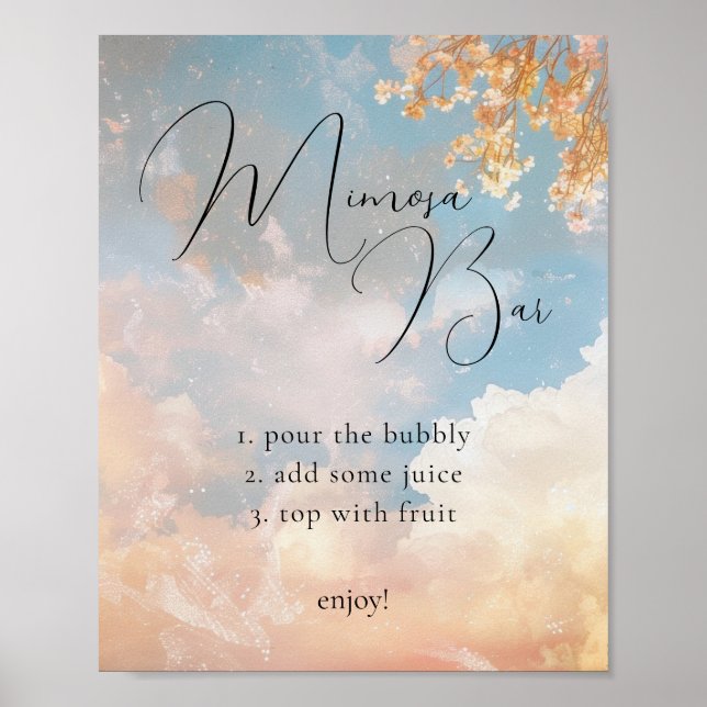 Dreamy Sunset Cloud 9 Mimosa Bar Sign Poster (Vorne)