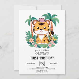 Dreamy Tiger 1. Geburtstag digital Einladung