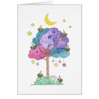 Dreamy Tree of Nesting Birds under the Stars